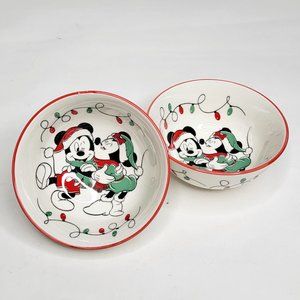 NWOT Disney Mickey Mouse Minnie Holiday Christmas Bowls Set of 2 Snack Nut
